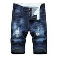 thumbnail image 2 of cllios Mens Denim Shorts Big and Tall, Men's Ripped Denim Trunks Stretchy Washed Jeans Trunks Cut-Off Classic Fit Biker Jeans Trunks, 2 of 7