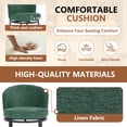 thumbnail image 4 of ClinQ Swivel Counter Height Bar Stools Set of 3, Fabric Upholstered Barrel Bar Chairs with Auto Return, Curved Back and Black Metal Frame, Green, 4 of 7