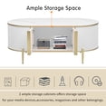 thumbnail image 6 of Luxury Oval Fluted Coffee Table with Storage, Modern Faux Marble Patterned Center Table with 2 Cabinets & Metal Legs for Living Room Bedroom Office, White, 6 of 7