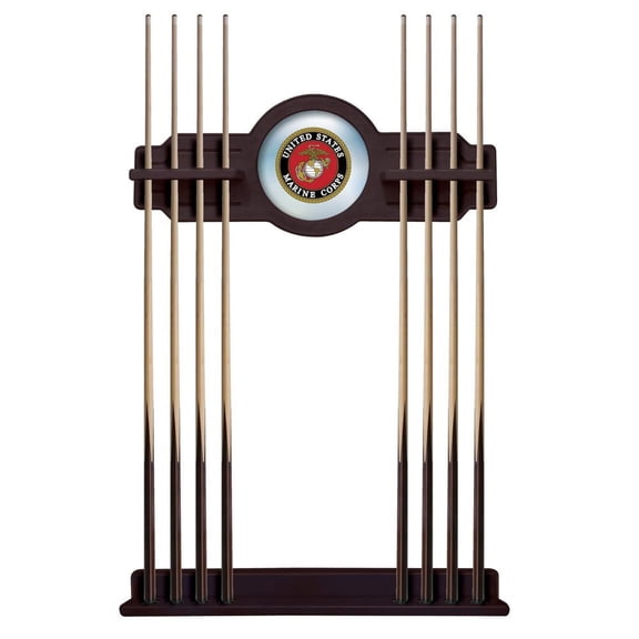 United States Marine Corps Solid Wood Cue Rack with a English Tudor Finish