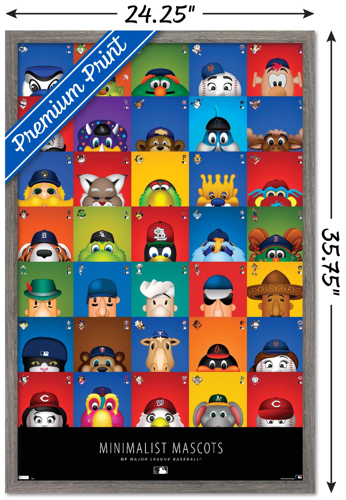 MLB League - S. Preston Mascot Grid 20 Wall Poster, 22.375" x 34", Framed - image 3 of 6