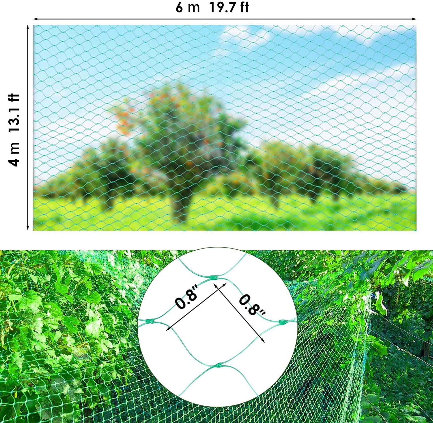 Bird Netting for Garden Protect Vegetable Plants and Fruit Trees13X20Ft,Plastic Trellis Netting for Birds, Deer,Squirrels and Other Animals