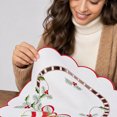 thumbnail image 6 of Cififendec Christmas Embroidered Placemat, 11.81", Christmas Scalloped Edge Table Mat for Candle Centerpiece Arranging and Tabletop Decoration, 6 of 6