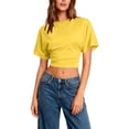 thumbnail image 6 of Womens Slim Fit Short Sleeve Crop Tops Summer Trendy Y2K Round Neck Tee Shirt Casual Basic Cotton Blouse, 6 of 7