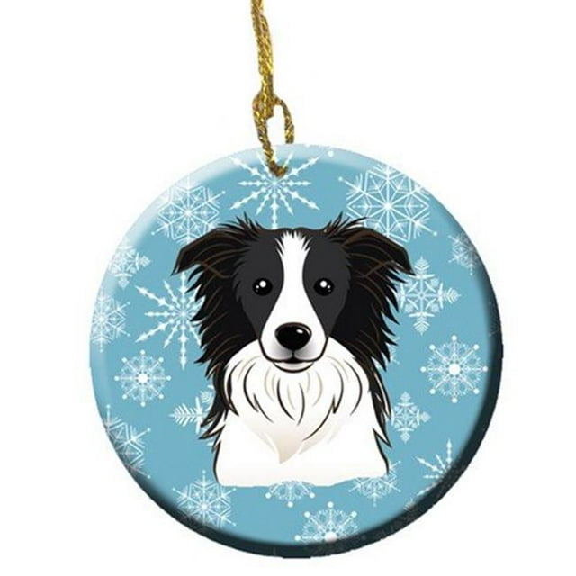 Snowflake Border Collie Ceramic Ornament