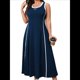 thumbnail image 2 of Vestido Midi de Verano Sin Mangas con Vuelo y Grandes para Mujer Azul Oscuro XL, 2 of 10