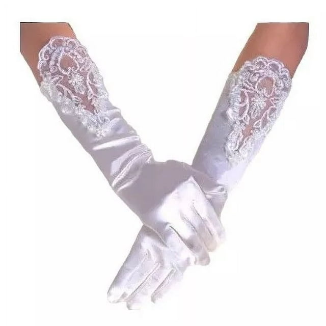 Guantes De Satín Blancos Novia, 15 Años, Damas De Honor