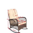 thumbnail image 6 of Outdoor Patio Rattan Rocking Chair ,All-Weather Wicker Rocking Chair for Porch,with Thick Cushions, Wide Seat, , Balcony & Backyard Patio Furniture,Brown, 6 of 12