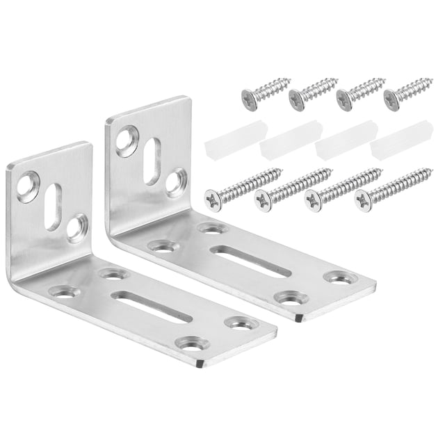 Unique Bargains Attaches d'Angle en L, 2 Pcs 80x35x40 mm en Acier Inoxydable, Code d'Angle Réglable à 90 Degrés pour la Réparation de Meubles (Argent)