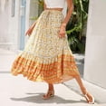 thumbnail image 6 of Women's Skirts Boho Maxi Skirt Fashion Loose Floral Printed Halter Skirt High Waist Beach Maxi Skirt, S-XL, 6 of 9