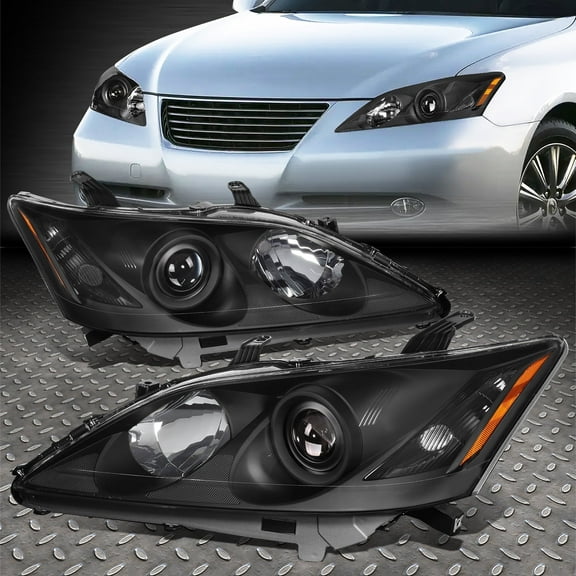 NUVISION for 07-09 Lexus Es350 OE Style Black Housing Amber Corner Projector Headlights