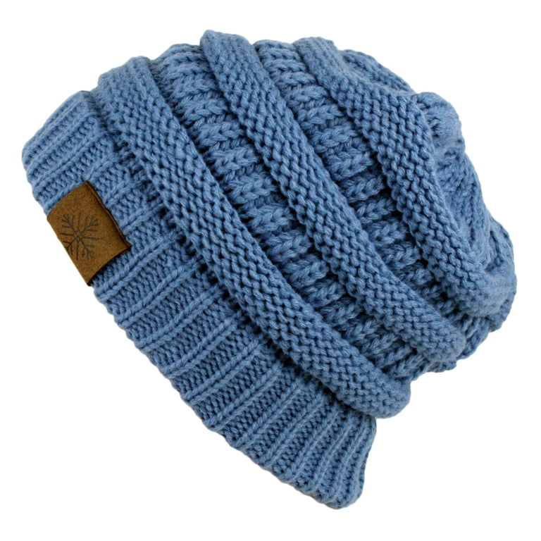 Women\'s Slouchy B2 Navy Beanie Winter Warm Chunky Soft Skull Cable Knit Hat Cap Heather Navy Slouchy Beanie Skull Cap Hat Winter Ski  main image 2