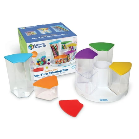 Learning Resources Create-a-Space See-Thru Spinning Bins -14 Pieces Classroom Organization School Supplies Organizer Desk Organization