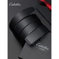 thumbnail image 3 of Catelles Men's Automatic Buckle Black Cowhide Leather Belt - 1.38" Width, Fits 37-39" Waist, Toothless Design, Wear-Resistant & Comfortable, Gift Box Included, 3 of 11