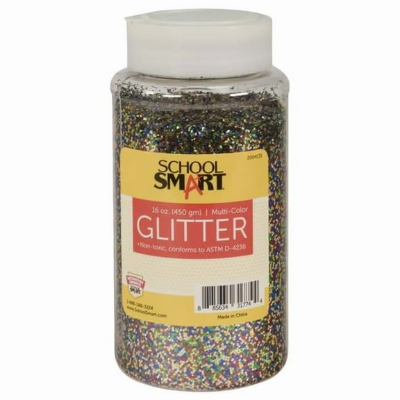 School Smart 2004131 1 lbs Jar Craft Glitter, Multi Color