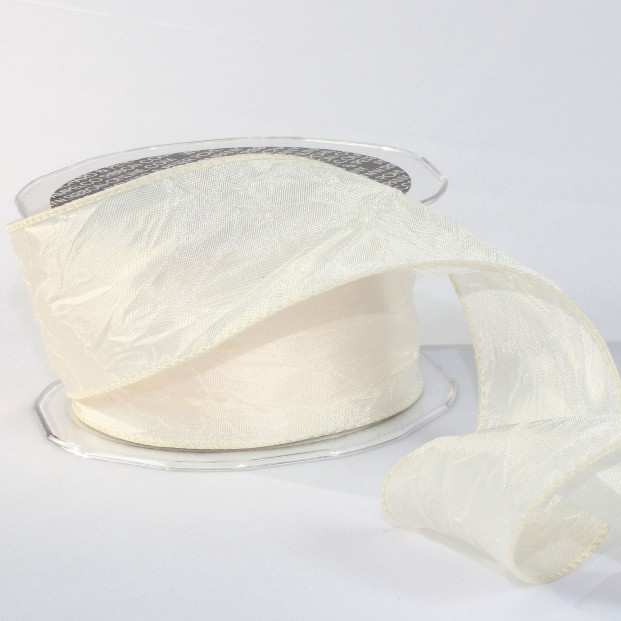 The Ribbon People Ivory Crinkled Satin Wired Craft Ribbon 2" x 27 Yards