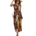 thumbnail image 2 of Autumn Pumpkins Maroon Background Sleeveless Dress Dresses Women Summer Evening Dresses Ladies Bohemia Long Dresses, 2 of 9