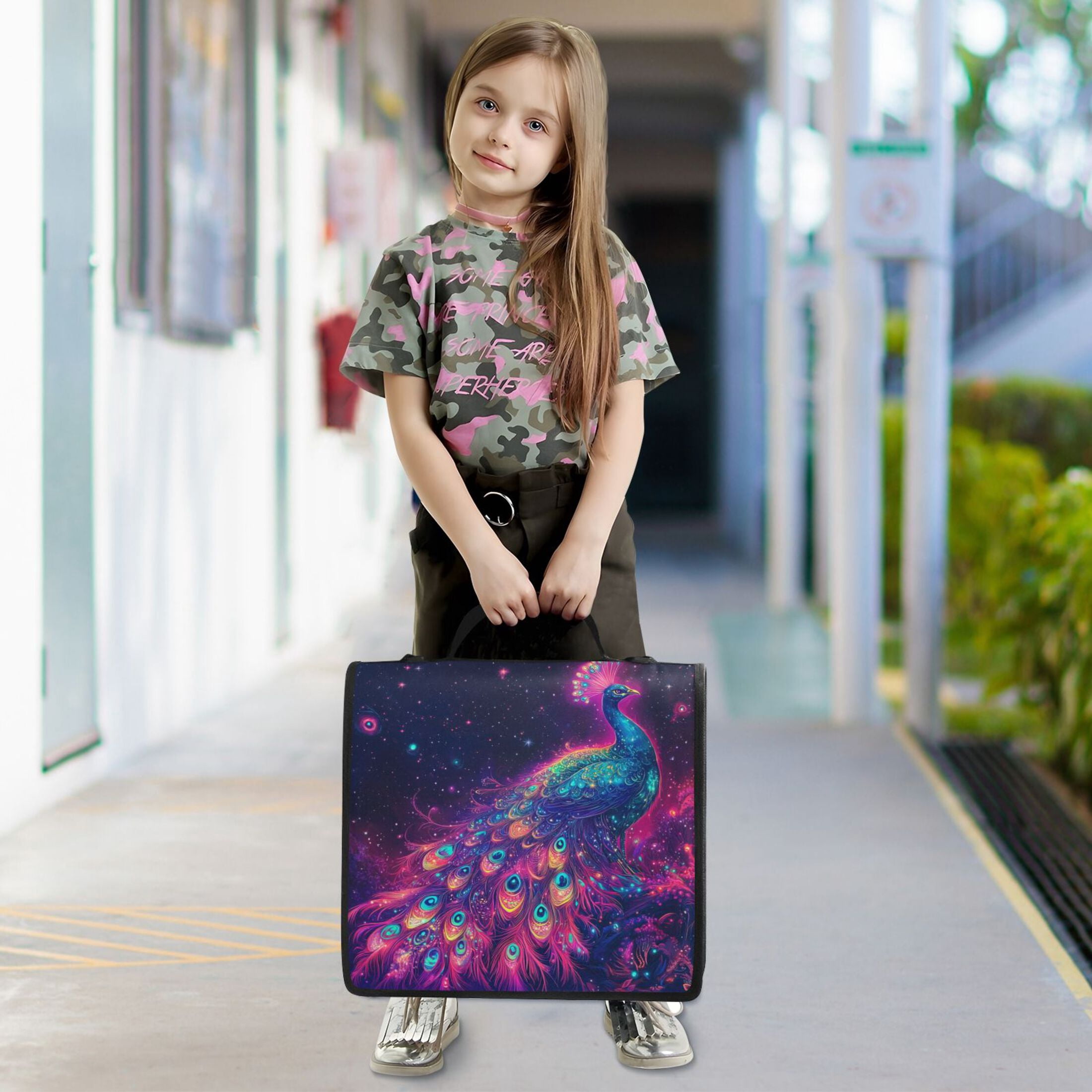 YAZAOO Zipper Binder trapper keeper Documents Organized Design Galactic Plumage Printed