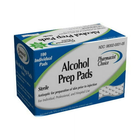 Simple Diagnostics Pharmacist Choice Individual Alcohol Prep Pads, Sterile, 100 ea