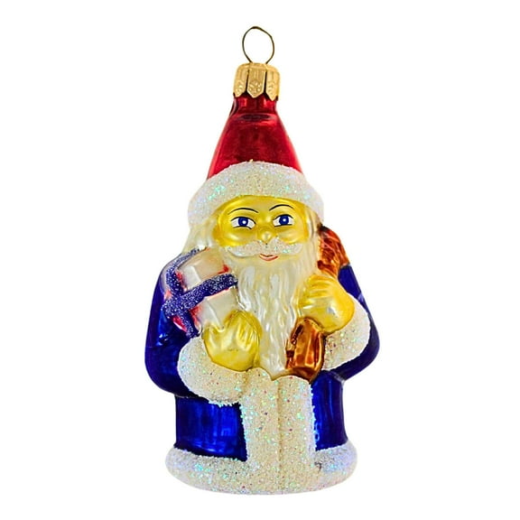 Christopher Radko Company 4.00In Blue Santa, Glass, Ornament Christmas Present 920651 Yellow