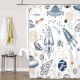 thumbnail image 2 of Space Shower Curtain for Kids, Cartoon Planet Shower Curtain Galaxy Shower Curtain Set for Bathroom, Waterproof Galaxy Universe Kids Shower Curtain Bathroom Decor Accessories,70X70IN, 2 of 4