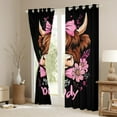 thumbnail image 3 of jejeloiu Pink Bowknot Daisy Black Out Curtains,Cute Highland Cow Curtains Pack of 2 (42x63 Each),Country Farm Animal Bedroom Curtains For Girls Kids,Luxury Bedroom Decor, 3 of 6