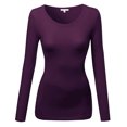 thumbnail image 3 of Emmalise Women's Basic Athletic Fit Tshirt Long Sleeves Round Crew Neck Tee (3Pk Dark Green, Purple, Dark Red, Large), 3 of 4