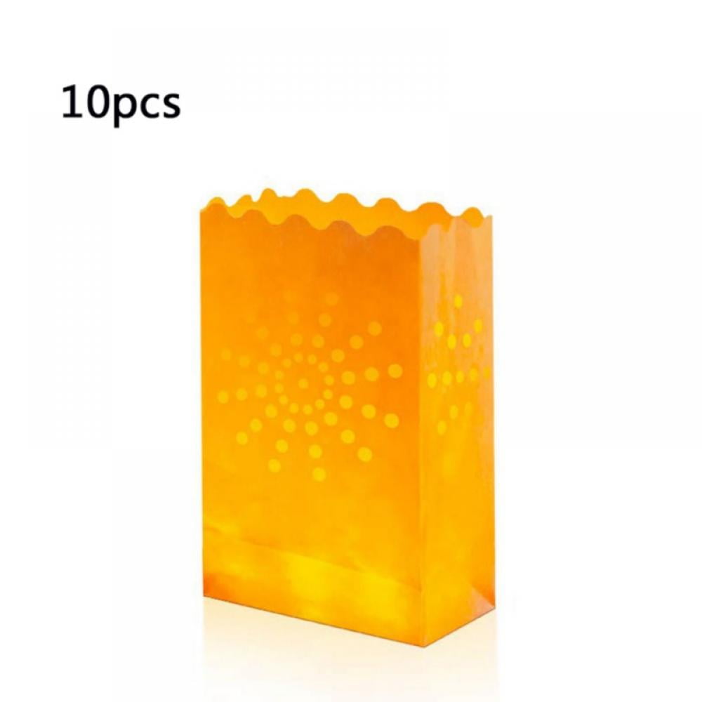 White Paper Luminary Bags 10Pack Candle Lantern Bags, FireRetardant