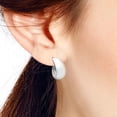 thumbnail image 4 of Trendy Crescent Moon Half Hoop .925 Sterling Silver Post Earrings, 4 of 4