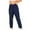 Navy, variant on Miluxas Plus Size Pants for Women,Women's Loose Cotton Linen Ladies Solid Elastic Waist Wide-leg Button Pants On Yellow 10(XL)