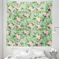thumbnail image 1 of Floral Tapestry, Hibiscus Arrangements Blooming Pattern, Fabric Wall Hanging Decor for Bedroom Living Room Dorm, 5 Sizes, Olive Green Seafoam Pink, by Ambesonne, 1 of 1