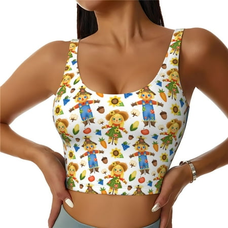 Matuu Harvest Scarecrow Pattern for Women s Sports Bra - Soft  Comfortable and Breathable Sports Vest for Yoga  Fitness  and Dance-Small