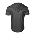 thumbnail image 5 of Mens Tactical Short Sleeve Half Zip Hoodie Muscle Fit Pullover Sweatshirt Cargo Arm Pocket Drawstring Hood Zipper Pocket Summer Streetwear Dark Gray 3XL, 5 of 5