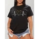 thumbnail image 1 of Women'S Casual Crew Neck Short Sleeve Heart Pattern T-Shirt, Cotton, Regular Fit, All Season, with Knit Fabric, 1 of 6
