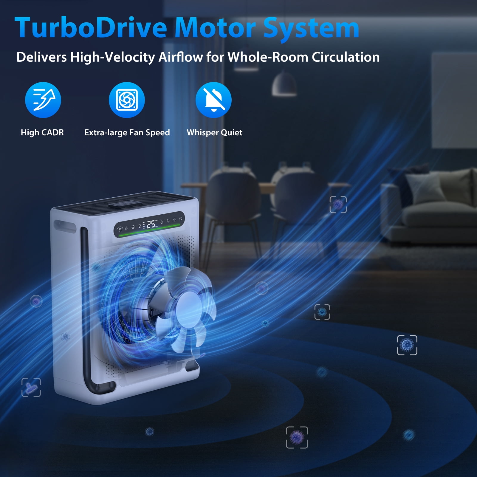 Air Purifiers for Home Large Room Up to 2600 Ft², HEPA Air Purifier with Washable Filter,20dB Sleep Mode Air Cleaner for Pet Hair Odors Smoke Dust