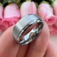 8mm Mens Womens Tungsten Carbide Rings Engagement Wedding Bands Stepped