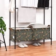 thumbnail image 3 of Yayeee Foldable Storage Basket for Shelves Waterproof Cloth Bins with Handles, Green Forest Fox Pattern, 3 of 7