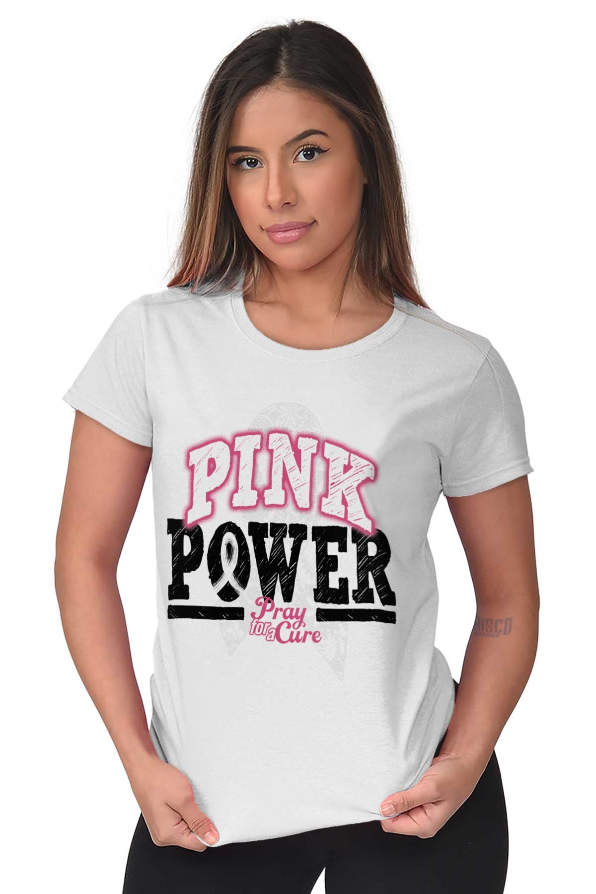 Brisco Brands - Breast Cancer Awareness Womens Tees Shirts Ladies Tshirts Ribbon Pray Cure BCA 