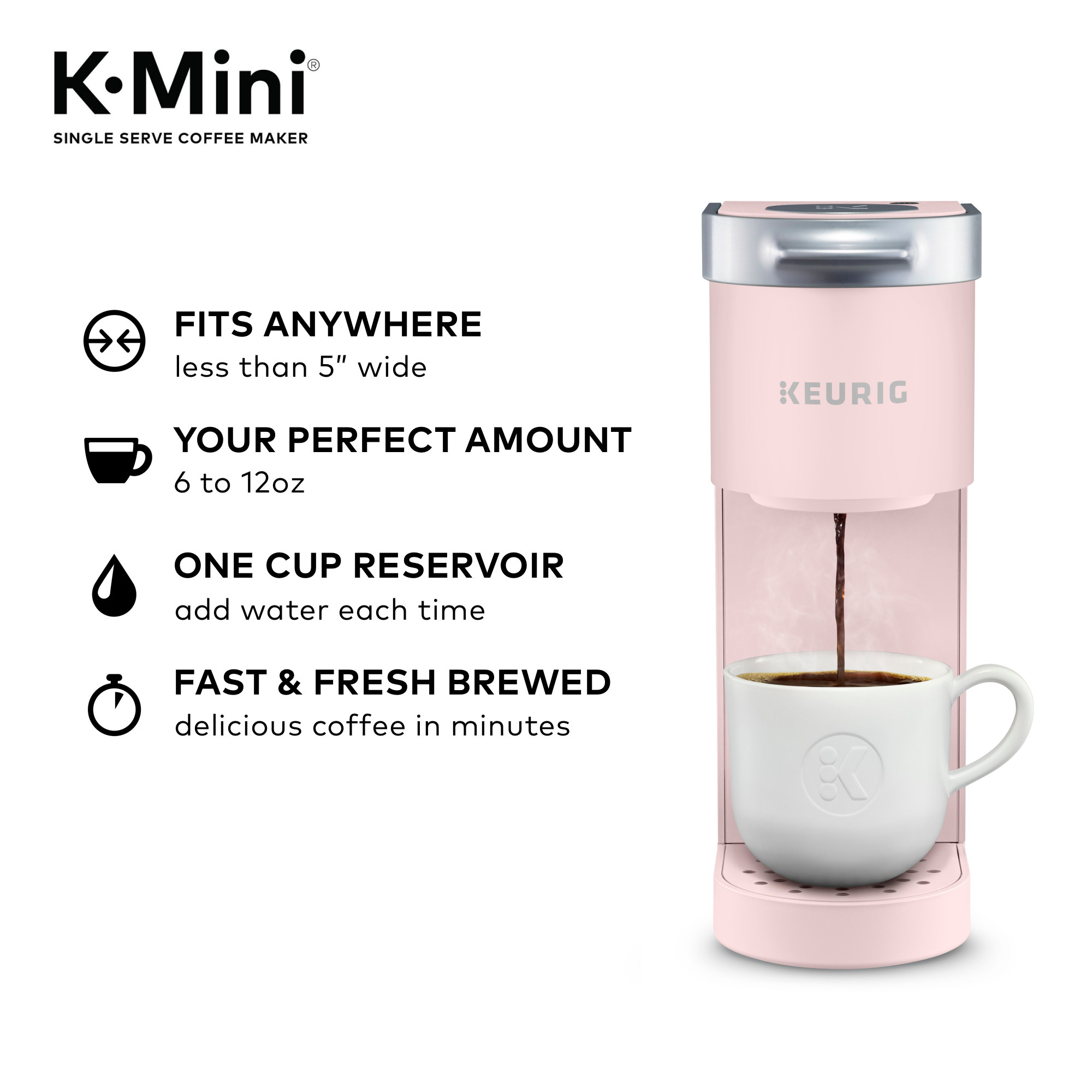 Keurig K-Mini Single Serve K-Cup Pod Coffee Maker, Dusty Rose - image 3 of 20