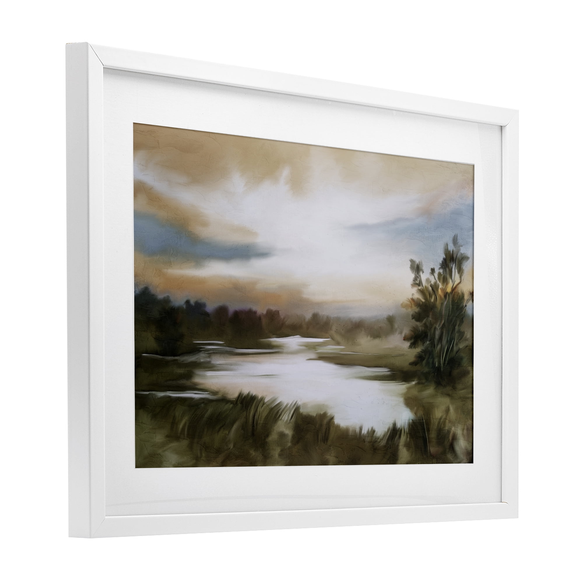 Stupell Industries Sunset Pond Countryside White Framed Print Under Glass, design by Kim Allen