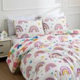 thumbnail image 3 of Btargot 3Pcs Purple Kids Rainbow Twin Comforter Set for Girls Cute Flower Love Heart Quilt Kids Bedding Set Bed-in-a-Bag, 3 of 10