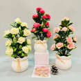thumbnail image 2 of opvise Simulated Plant Bonsai Potted Flower Artificial Green Plant Landscaping Scene Layout Decoration Creative Office Desktop Plastic Succulent Ornaments Home Decor Dark Red, 2 of 8