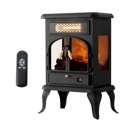 

ZJINJIN Freestanding Portable Electric Fireplace Heater w/ Dark Black