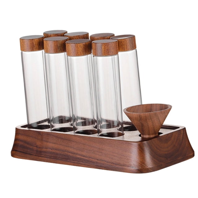 jesticaly Glass Test Tubes with Display Rack Storage Bean Tubes Coffee for Coffee Shop 8 Hole 8 Hole