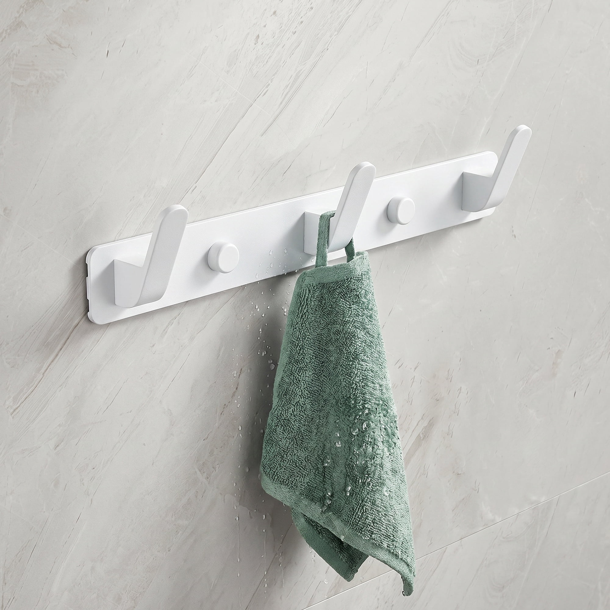 Unique Bargains Coat Rack Wall Mount for Entryway Bathroom Bedroom White 3 Hooks