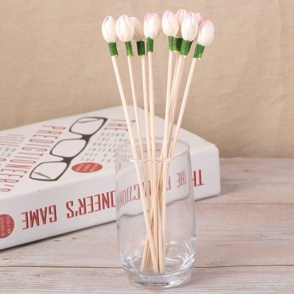 unbranded 10Ud Difusores De Rattan Con De Flor Beige Para Esenciales Y Ambientes