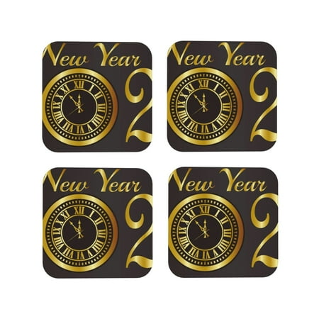 

Tideii 2025 New Year for Leather Coasters 4 Pieces Anti-fouling and Anti-scalding Decorative Coasters Suitable for Restaurants Kitchens Coffee Shops-Square