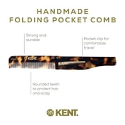 Kent 20T Handmade Folding Pocket Comb for Men, Fine Tooth Hair Comb Straightener for Everyday Grooming Styling Hair, Beard or Mustache, Use Dry or with Balms, Saw Cut, Made in England