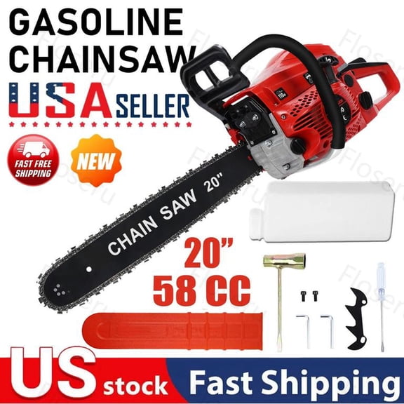 Floseru Gas Powered Chainsaw 58cc 2-Cycle Chain Saw 20 Inch Guide Bar Cordless Chainsaw Gasoline for Cutting Forest Wood Garden Trimming Tools