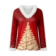 thumbnail image 4 of zaveiop Christmas Sweaters for Women Funny Xmas Tree Print Fur V Neck Xmas Graphic Long Sleeve Holiday Pullover Tops (Z1-Yellow, XL), 4 of 4